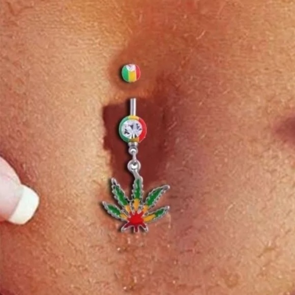 NEW Rasta Dangle Belly Ring - Picture 2 of 4